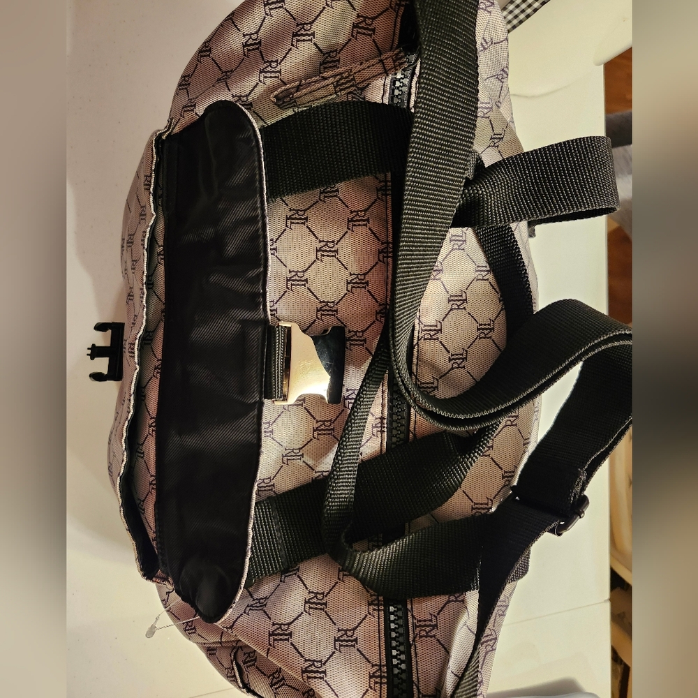 Lauren Ralph Lauren Weekender, NW PLASTIC TAG Gray/Blk, Double Handle + Strap - Picture 7 of 15